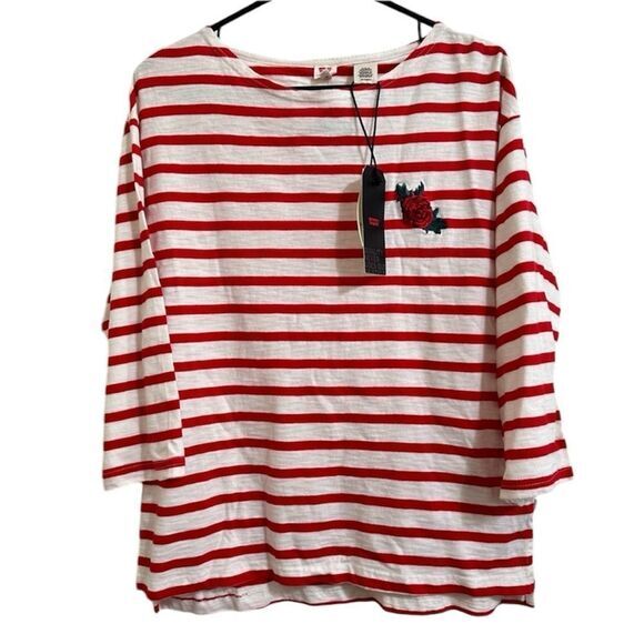 LEVI’S ROSE EMBROIDERED STRIPE 3/4 SLEEVE RELAXED FIT‎ SHIRT - Picture 5 of 11